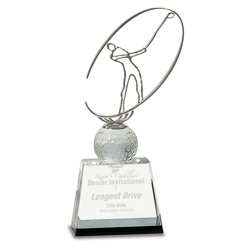 Crystal Golf Award with Silver Figure
