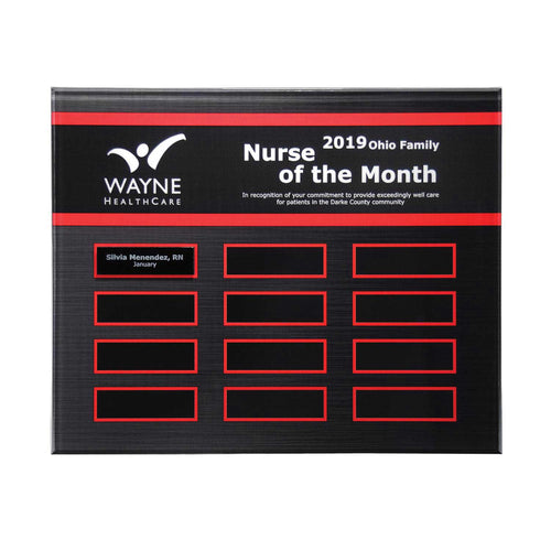 Crimson Border Lucite Perpetual Plaque – 12 Plates