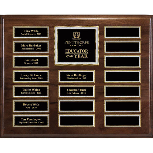 Genuine Walnut Pearl Border Magnetic Perpetual Plaque – 18 Plates