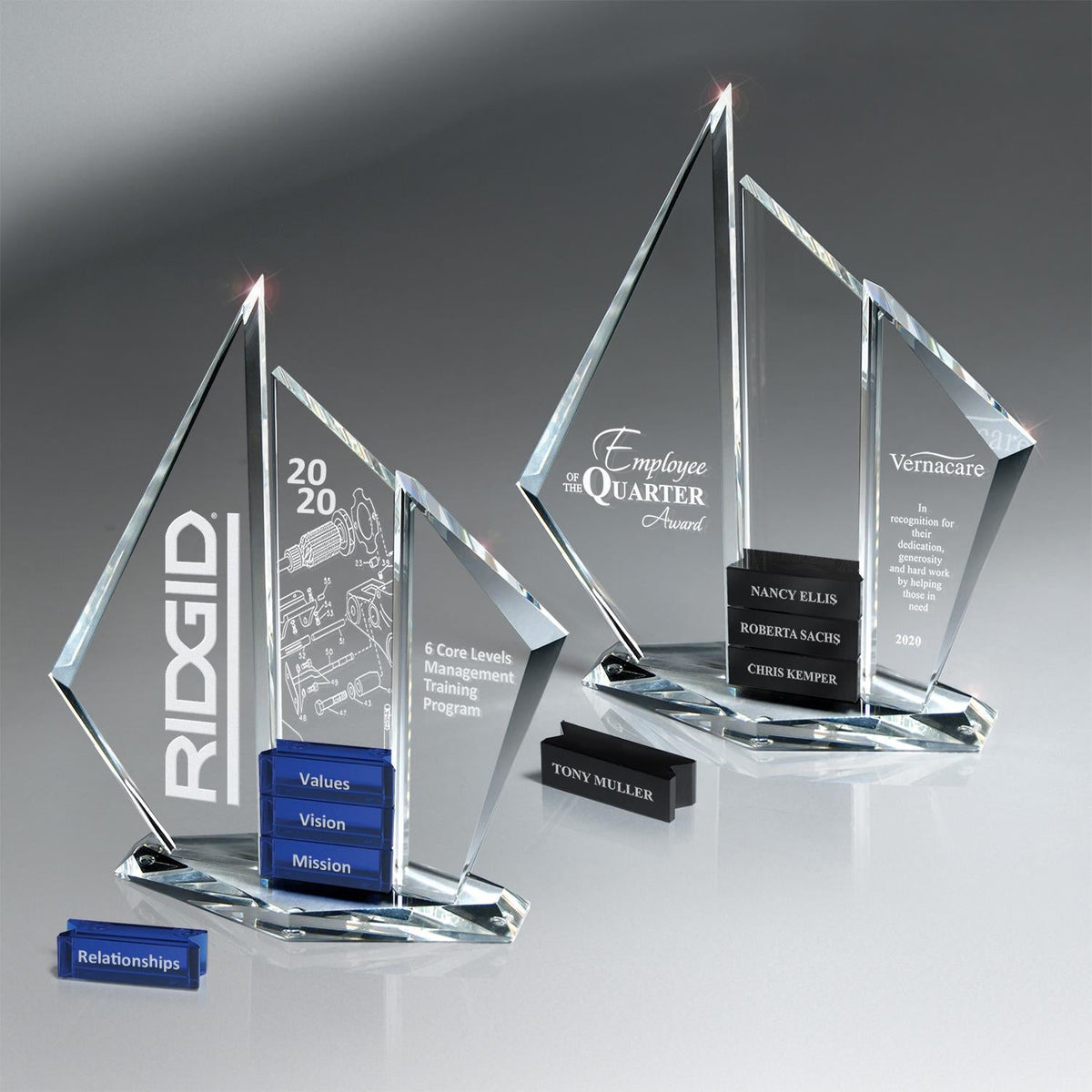 Optic Crystal Tri-Pinnacle Perpetual Tower