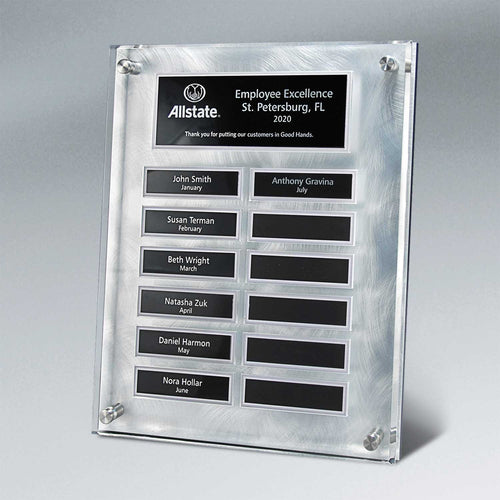 Silver Swirl Lucite Perpetual Plaque – 12 Plates