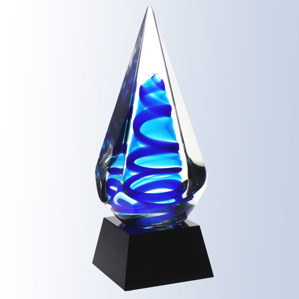 Blue Ocean Spiral Art Glass Award