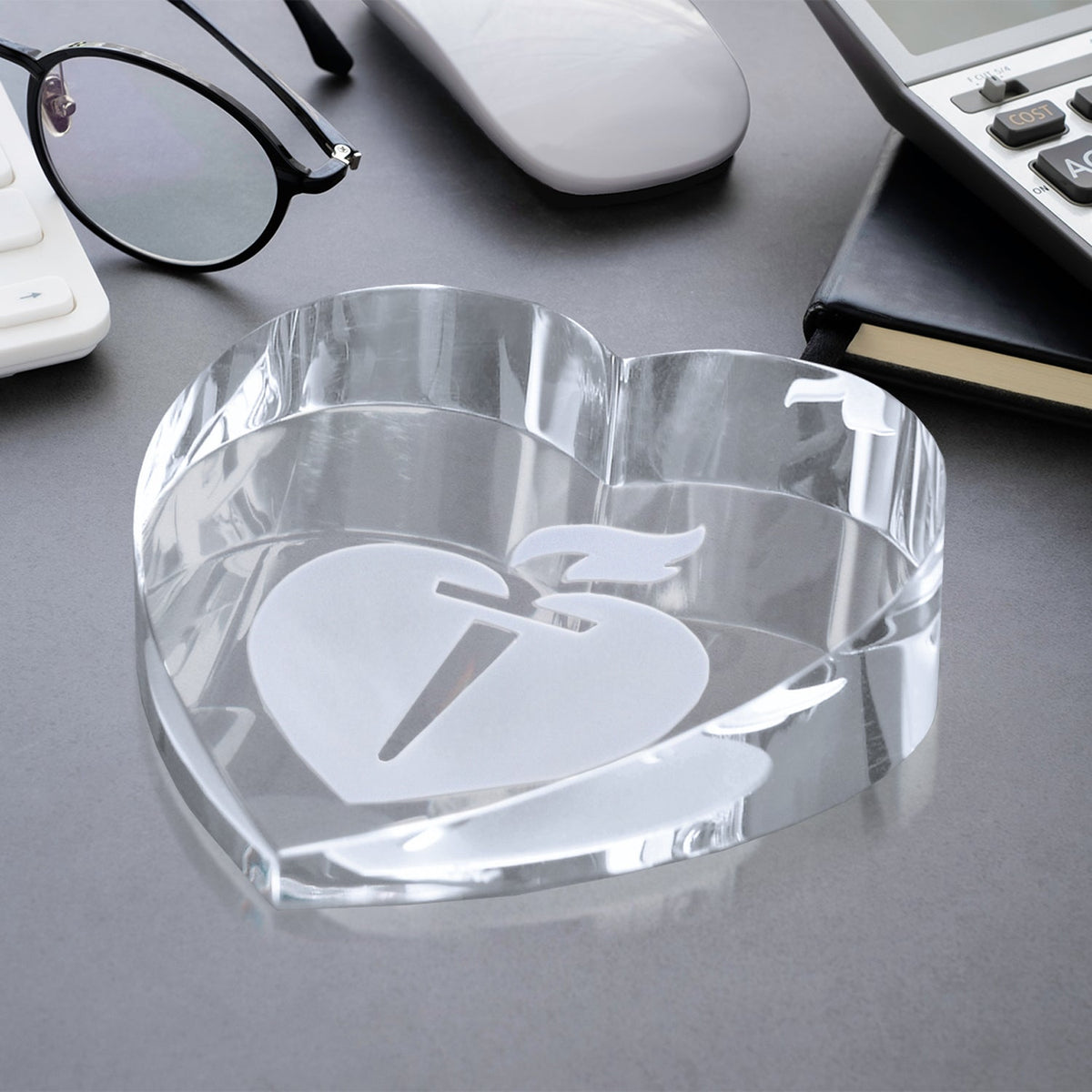 Slant Heart Paperweight 2-3/4" W