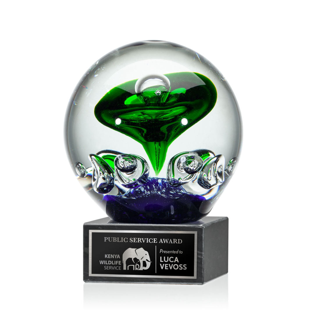 Aquarius Award on Square Marble Base