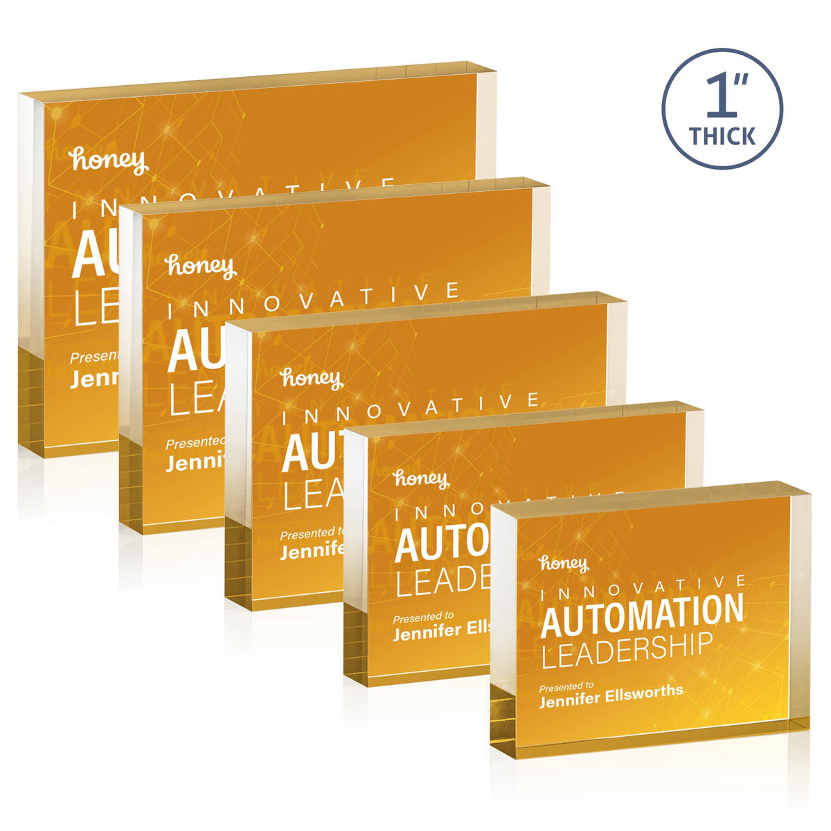 Toledo VividPrint™ Double Sided Award - Gold (Horiz)