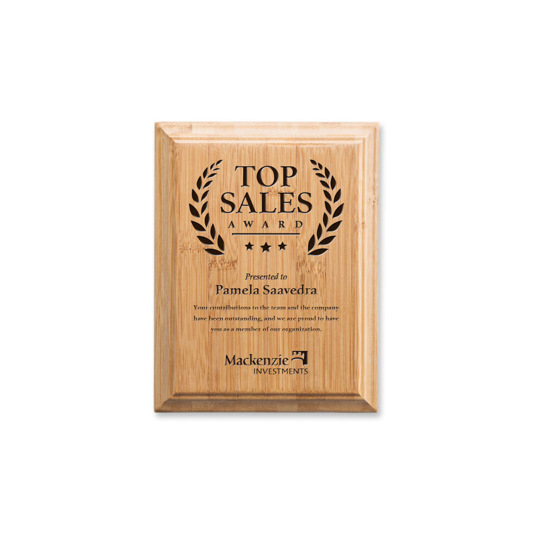 Bamboo Plaque — Laser Engraved with Colorfill