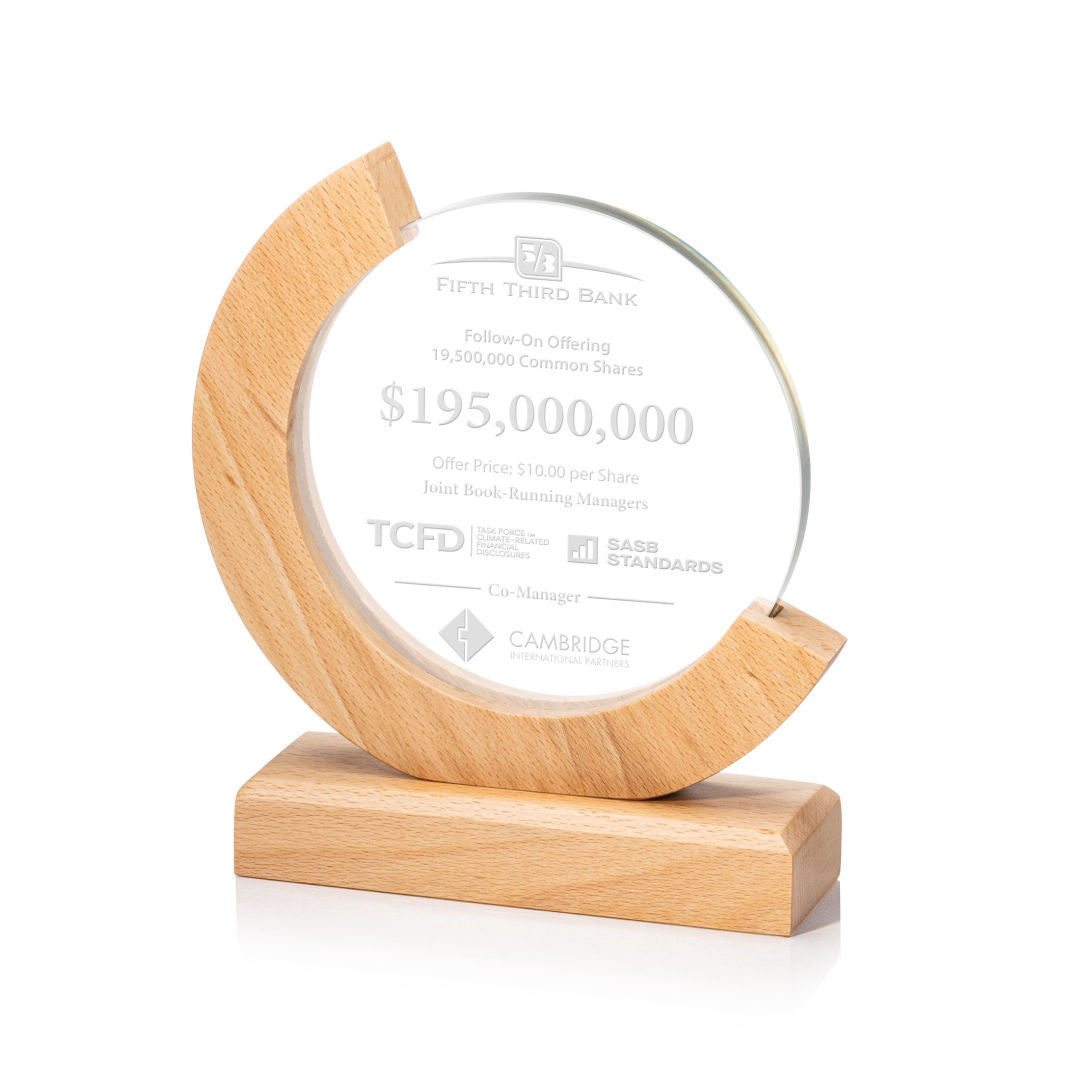 Sparta Starfire Crystal Award — Beechwood Frame