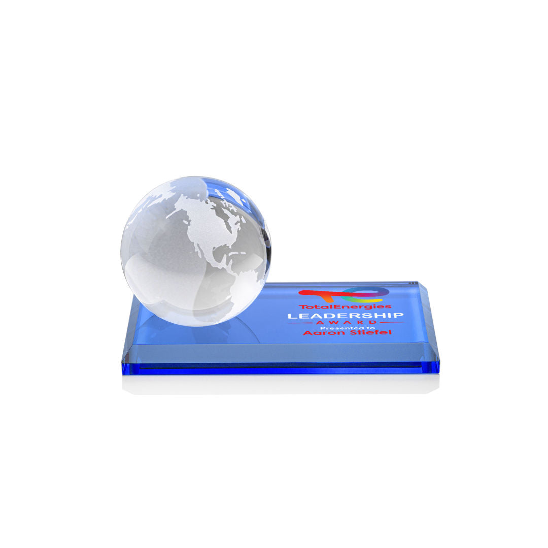 Globe VividPrint™ Award on Rectangle Base