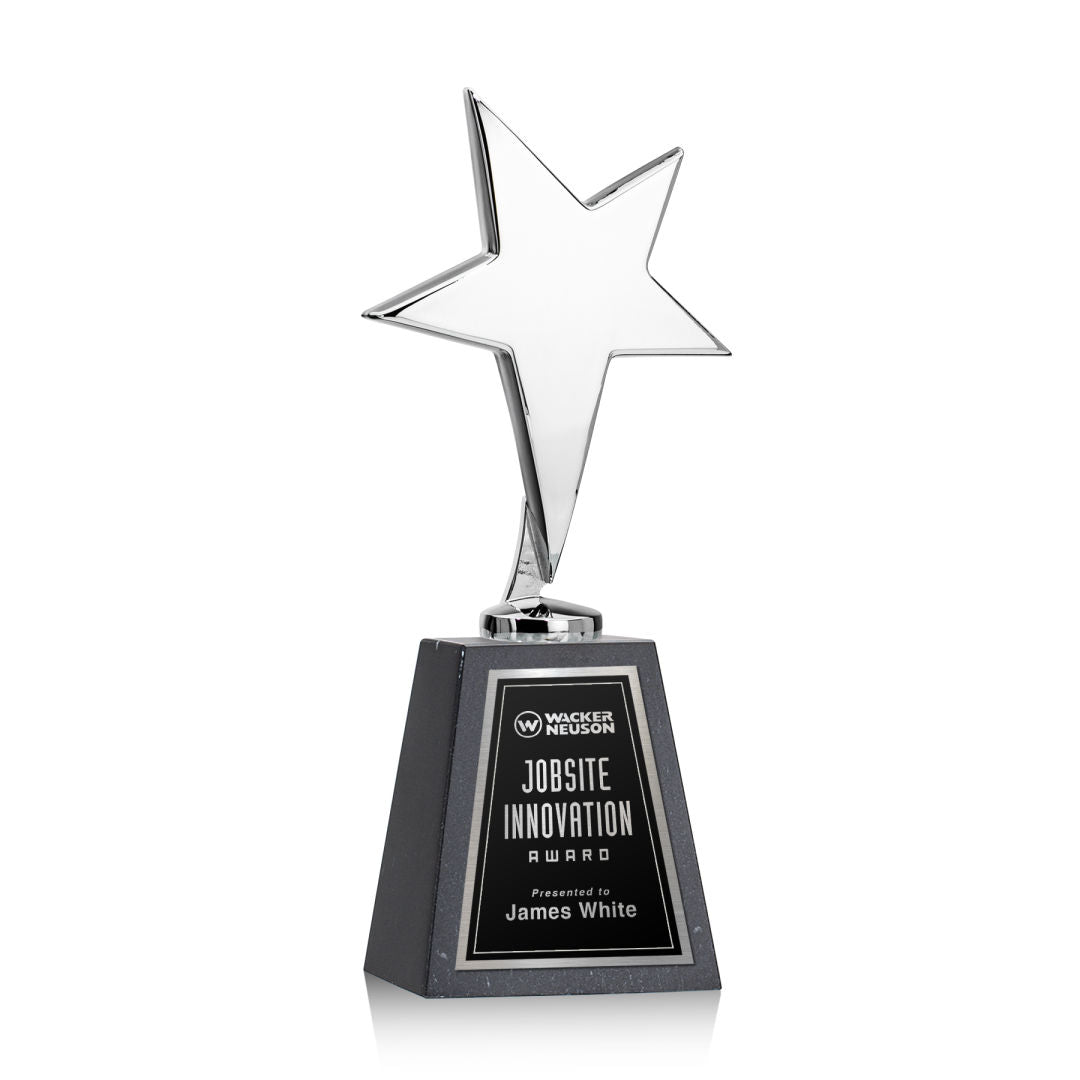 Tuscany Chrome Star on Tall Marble Base - Black