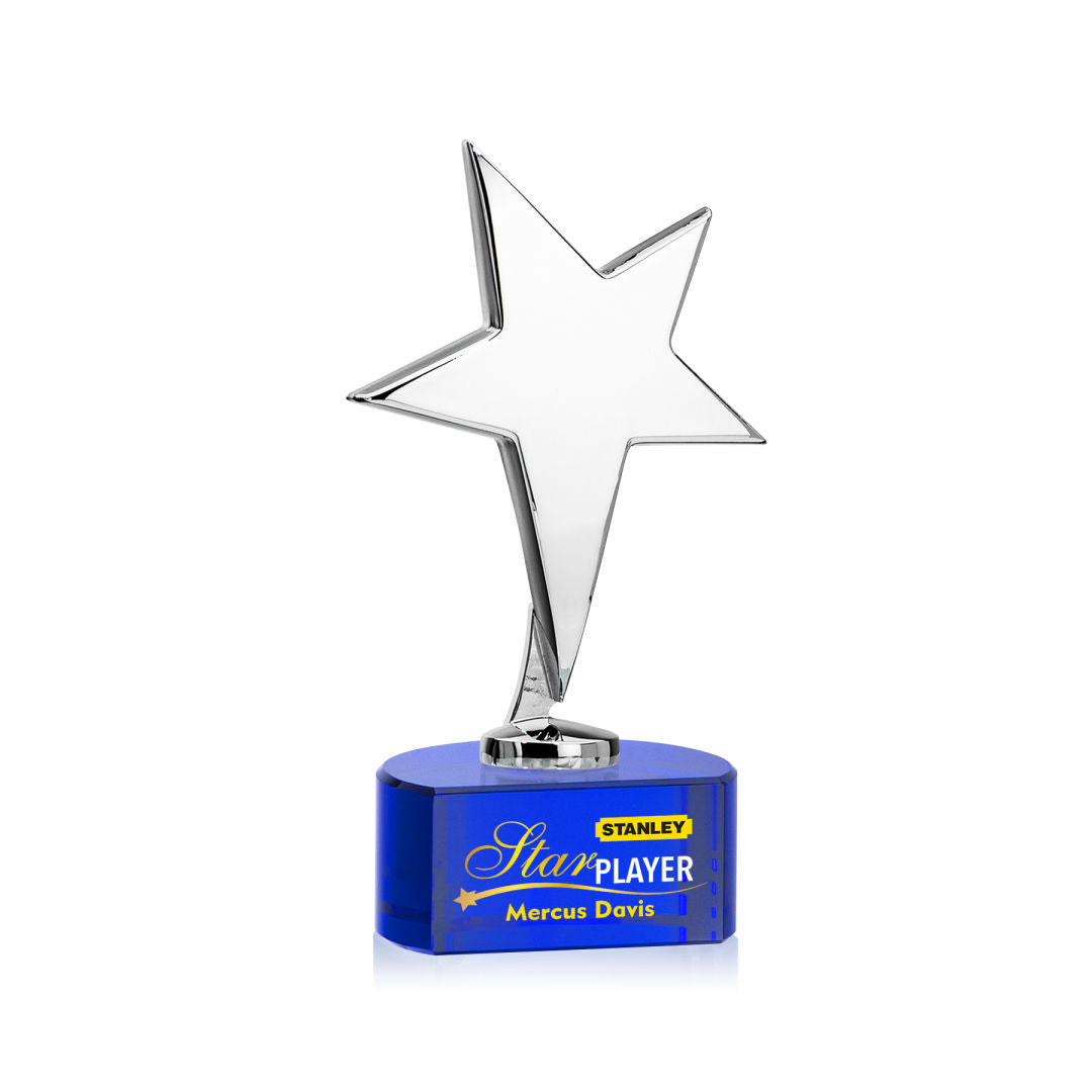 Tuscany Chrome Star VividPrint™ Award on Paragon Base - Blue