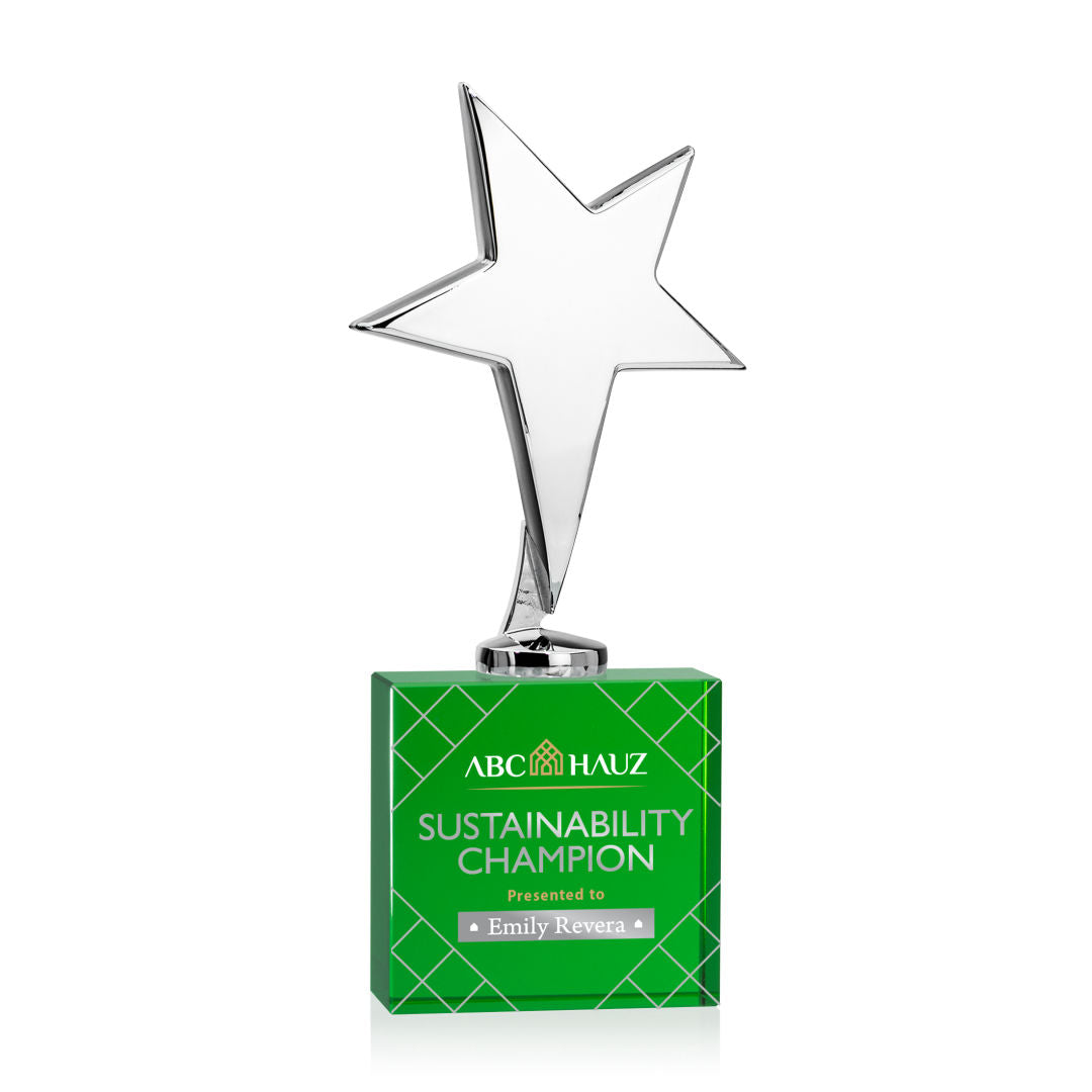 Tuscany Chrome Star VividPrint™ Award on Woodlawn Base-Green