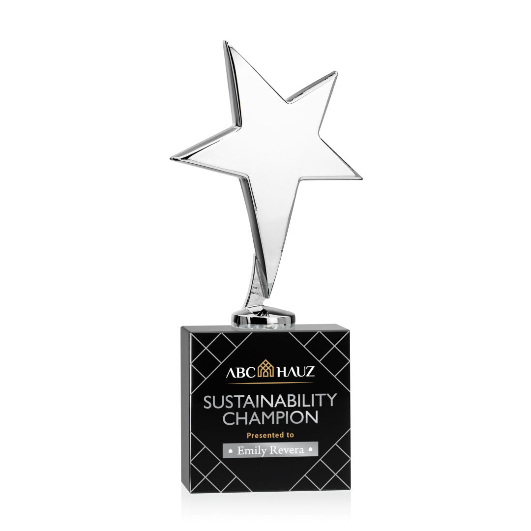 Tuscany Chrome Star VividPrint™ Award on Woodlawn Base-Black