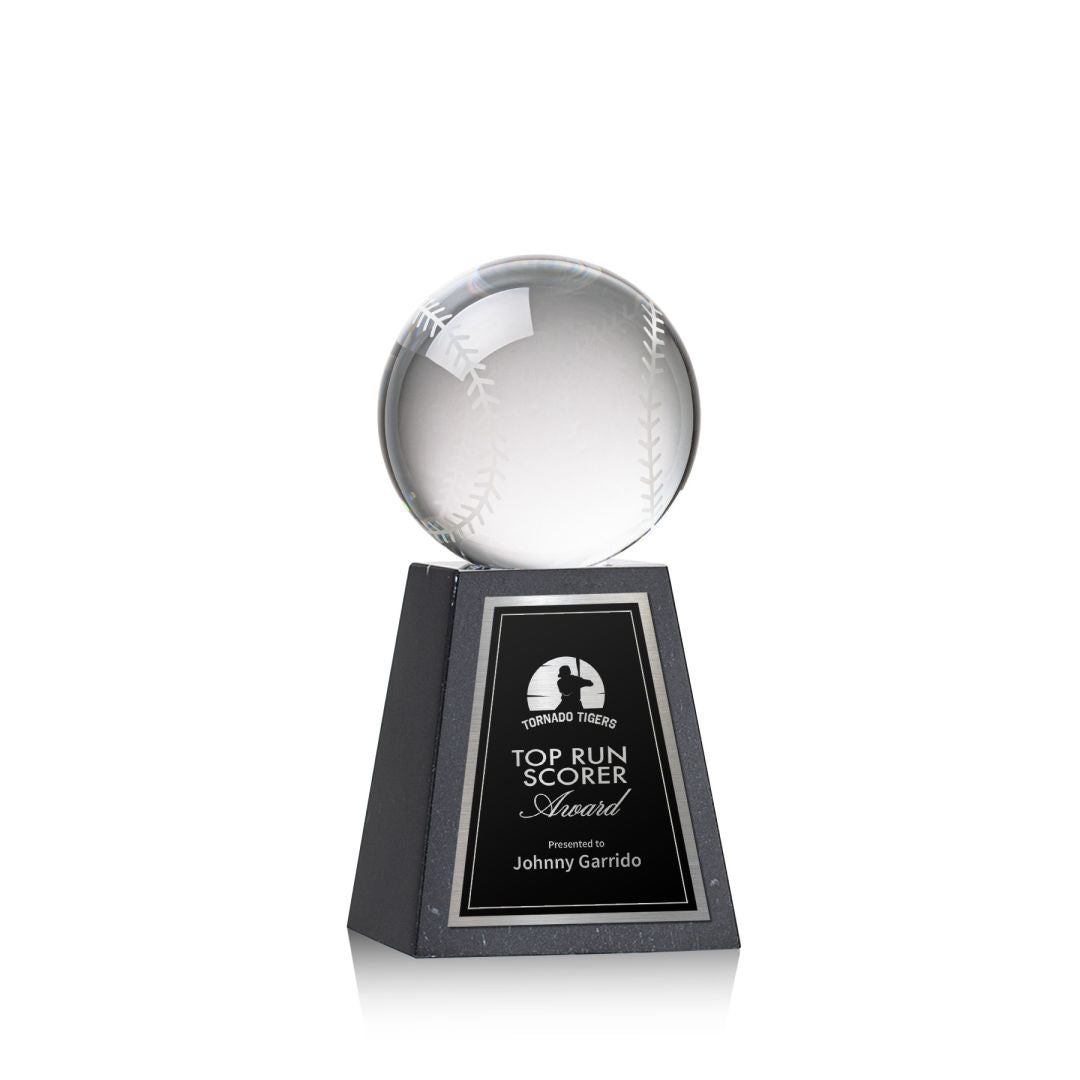 Baseball Award on Tall Marble Base