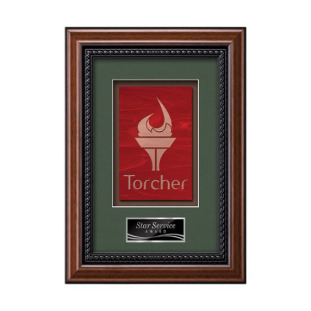 Deco Stained Glass Framed Award — Mahogany