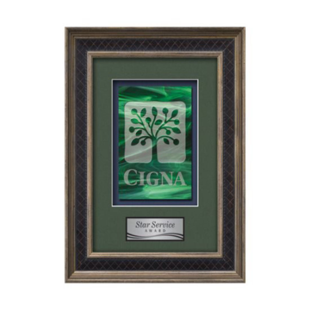 Tuscan Stained Glass Framed Award — Rustic/Charcoal