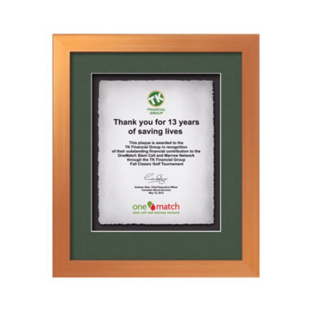 Eldridge Artisan Paper Certificate Framed Award