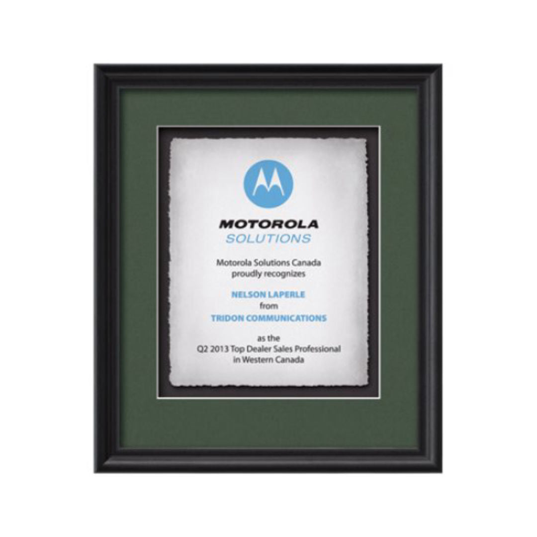 Raven Artisan Paper Certificate Framed Award