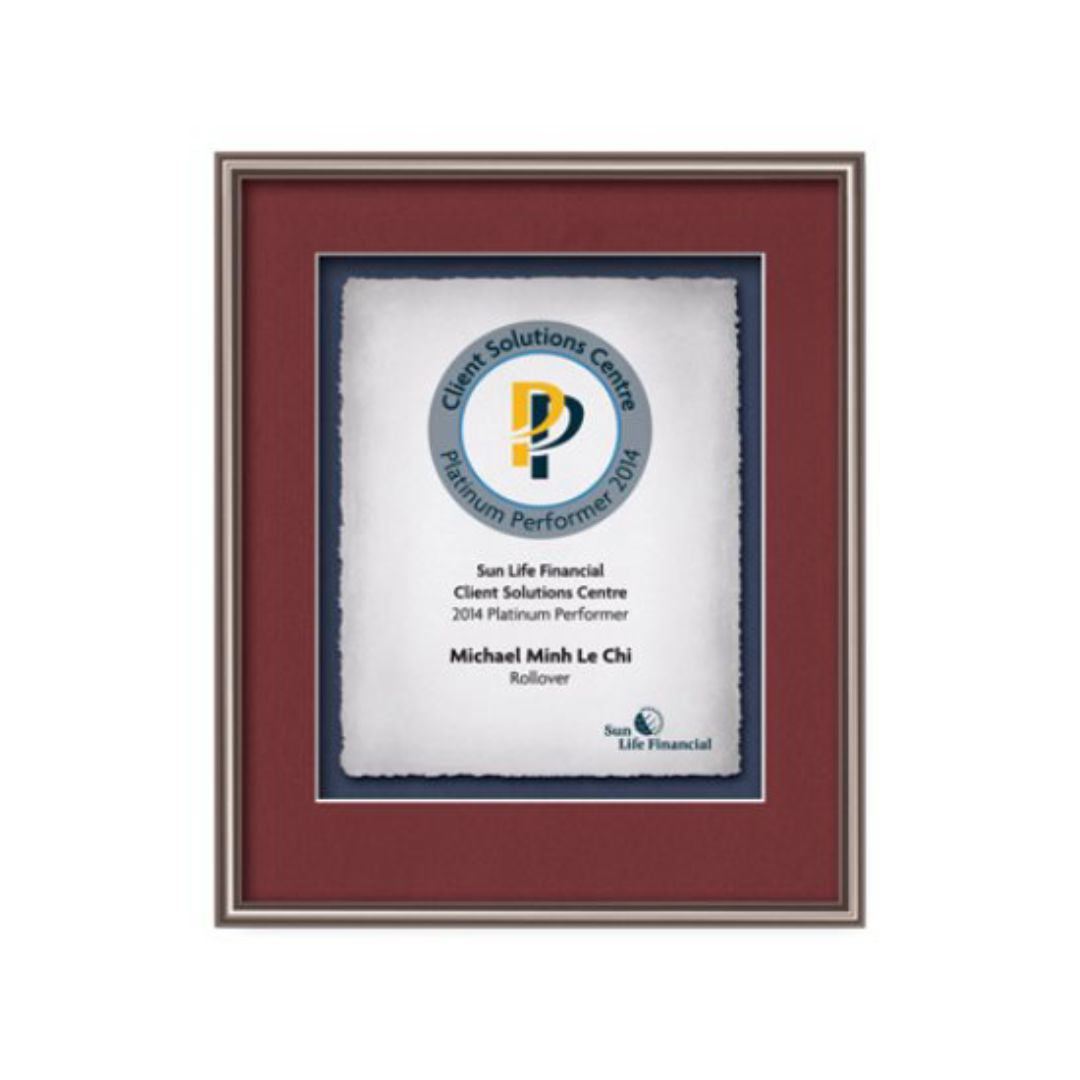 Fenestra Artisan Paper Certificate Framed Award