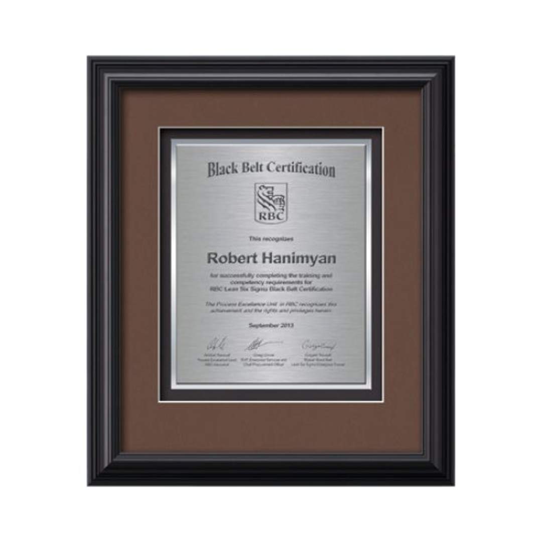 Monarch Certificate TexEtch Framed Award
