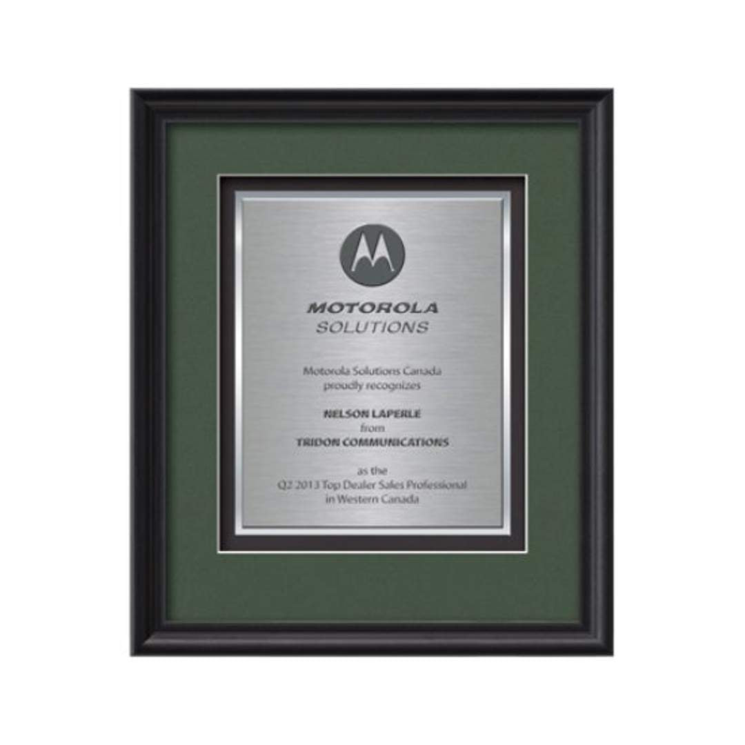 Raven Certificate TexEtch Framed Award