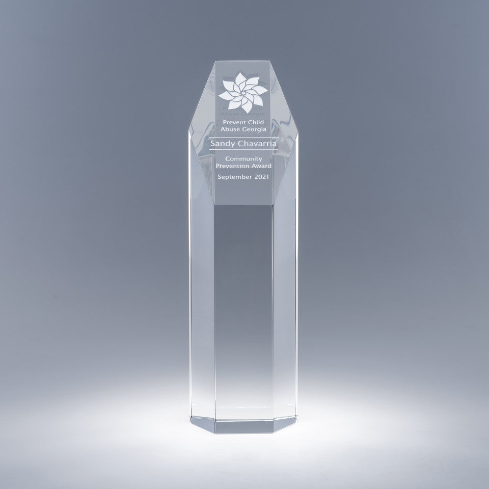 Tower Faceted Optic Crystal Award — 10 or 11.75 Inches
