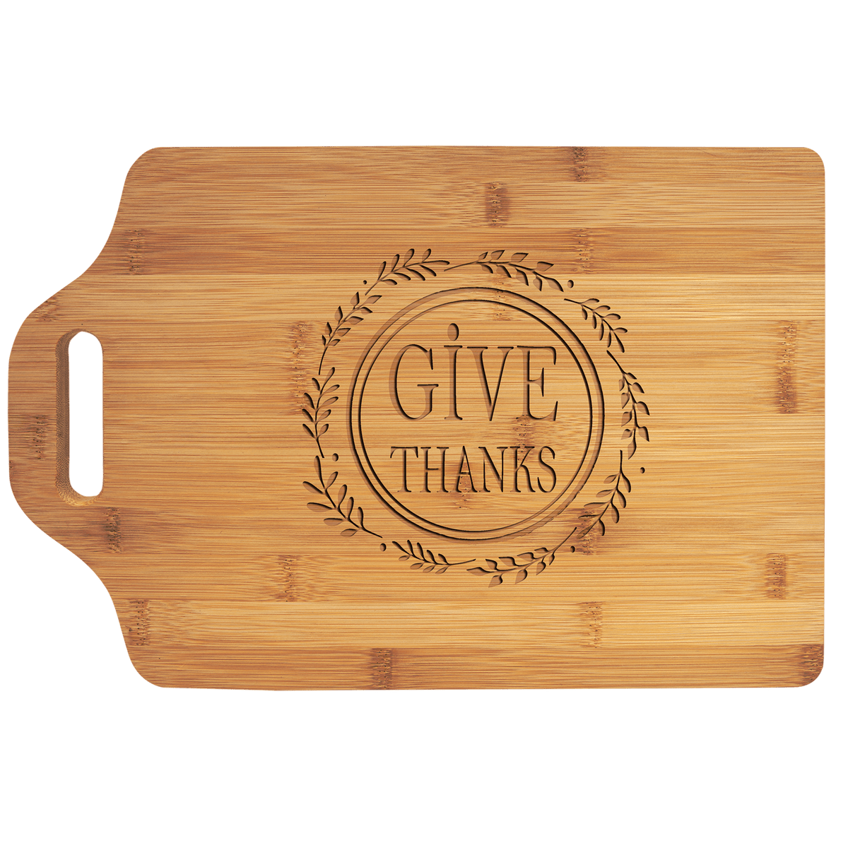Bamboo Cutting Board with Handle — 15 x 10 1/4 in
