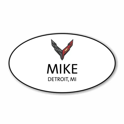 Corvette White Oval Name Badge