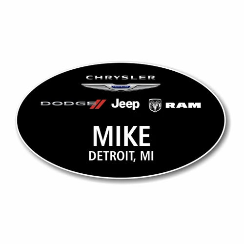 Chrysler Dodge Jeep Ram Black Oval Name Badge