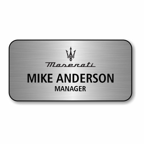 Maserati Silver 3" x 1.5" Name Badge