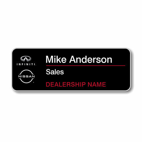 Infiniti Nissan 3" x 1.125" Black Name Badge