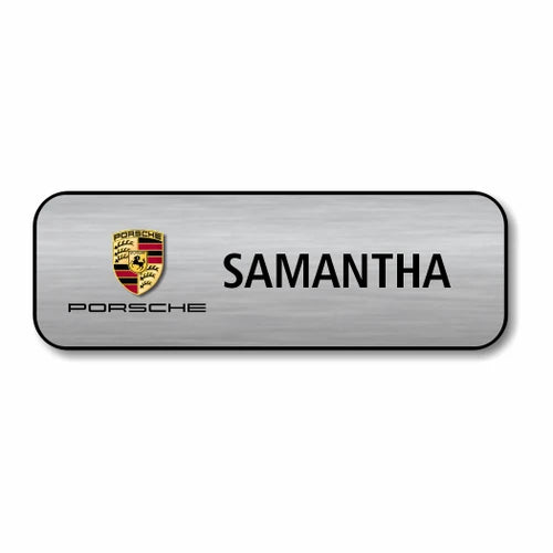 Porsche 2025 3" x 1" Silver Name Badge