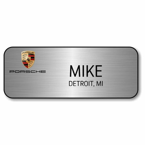 Porsche Silver 3.25" x 1.25" Name Badge