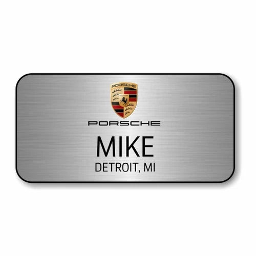 Porsche Silver 3" x 1.5" Name Badge