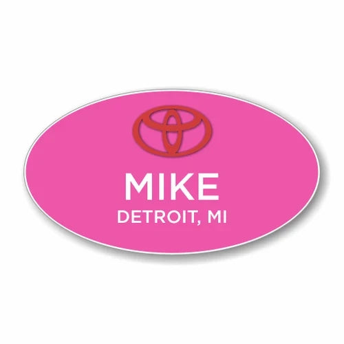 Toyota Pink Oval Name Badge