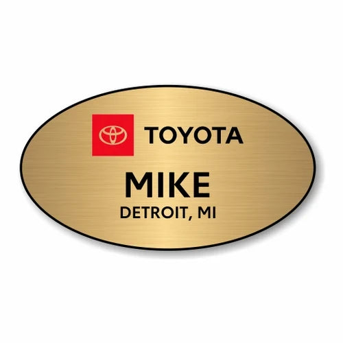 Full Logo Toyota Gold Oval Name Badge