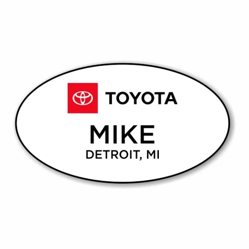 Full Logo Toyota White Oval Name Badge