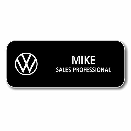 Volkswagen 2020 Logo Black Rectangle 1¼" x 3¼" Name Badge