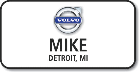 Volvo White Rectangle Name Badge
