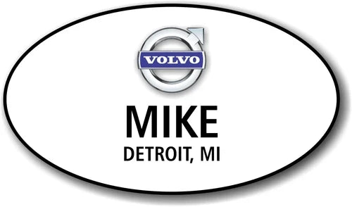 Volvo White Oval Name Badge
