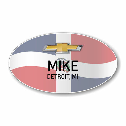 Dominican Republic Flag Oval Name Badge
