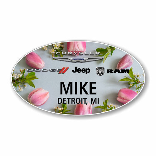 Spring Tulips Oval Name Badge