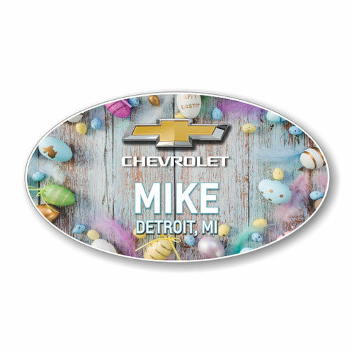 Spring Easter Eggs Oval Name Badge