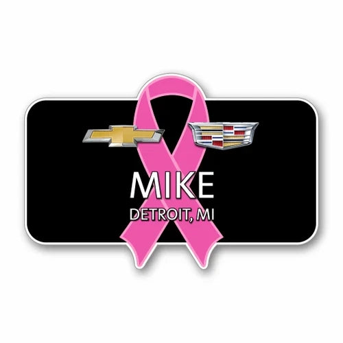 Chevrolet Cadillac Breast Cancer Awareness Name Badge (Rectangle)