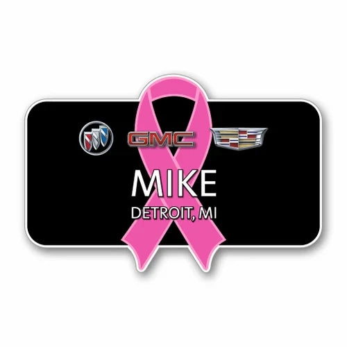 Buick GMC Cadillac Breast Cancer Awareness Name Badge (Rectangle)