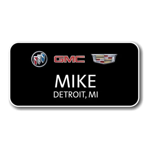 Buick GMC Cadillac Black 3" x 1.5" Name Badge