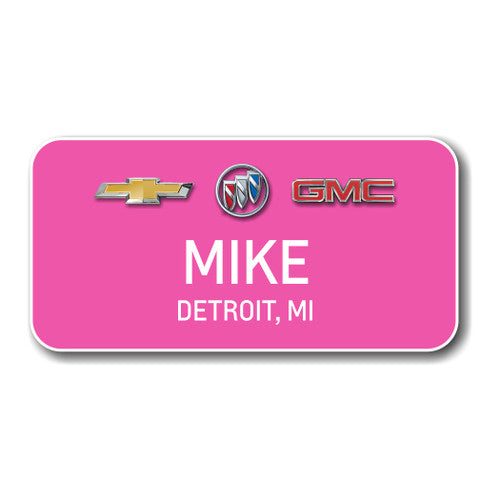 Chevrolet Buick GMC Pink 3" x 1.5" Name Badge