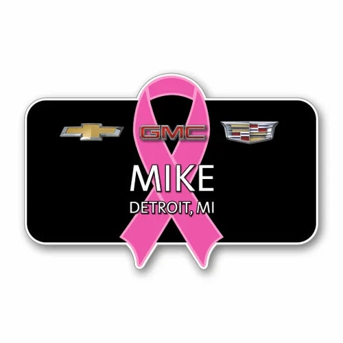 Chevrolet GMC Cadillac Breast Cancer Awareness Name Badge (Rectangle)