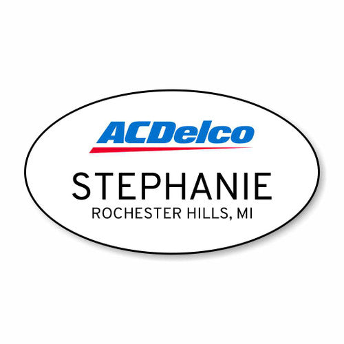 ACDelco White Oval Name Badge