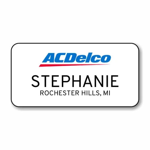 ACDelco White 3" x 1.5" Name Badge