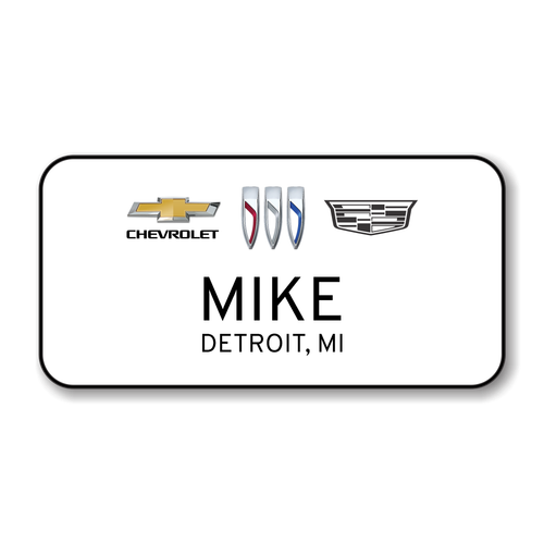Chevrolet Buick Cadillac 2023 White 3" x 1.5" Name Badge